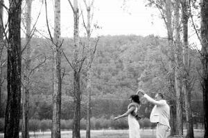 dancing couple a for a winer wedding at Stonehurst creek, Wollombi