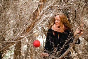 Unique Christmas Photos with women in winter at Catherine Hill Bay